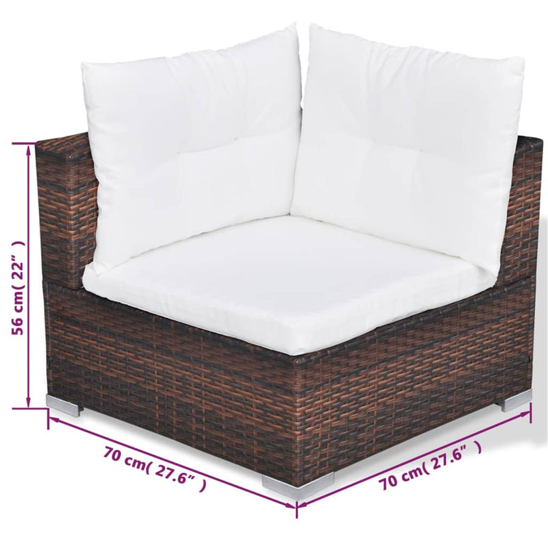 vidaXL 10 Piece Garden Lounge Set with Cushions Poly Rattan Brown