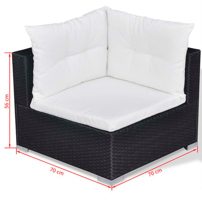 vidaXL 10 Piece Garden Lounge Set with Cushions Poly Rattan Black