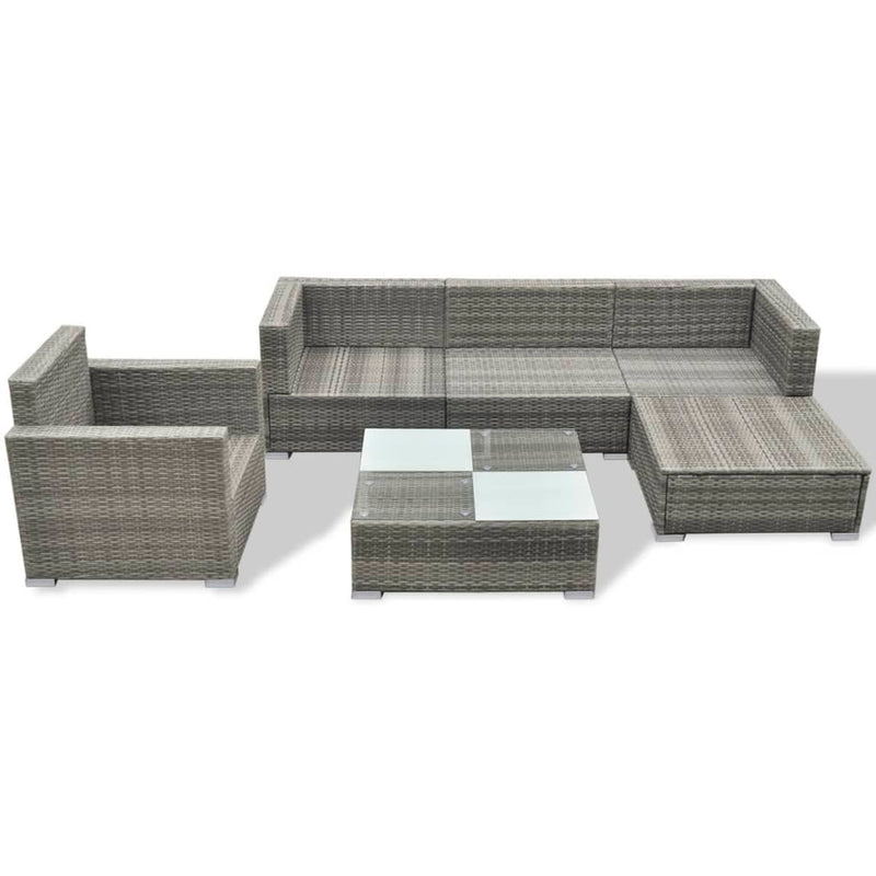 vidaXL 6 Piece Garden Lounge Set with Cushions Poly Rattan Black