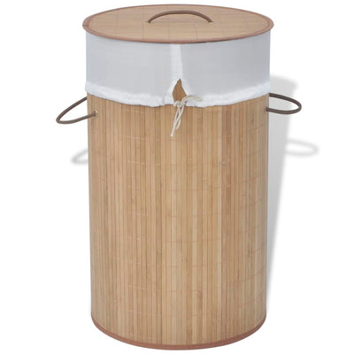 vidaXL Bamboo Laundry Bin Oval Natural