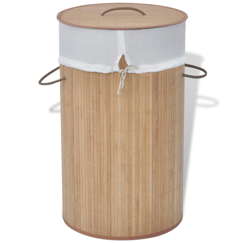 vidaXL Bamboo Laundry Bin Oval Natural