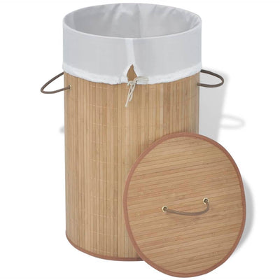 vidaXL Bamboo Laundry Bin Oval Natural