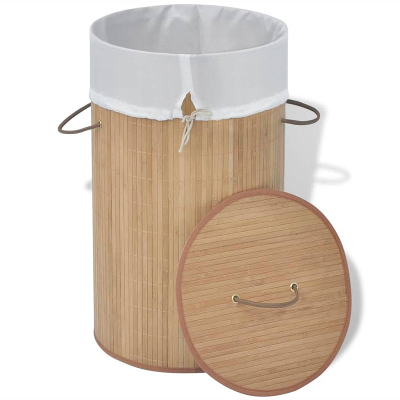 vidaXL Bamboo Laundry Bin Oval Natural