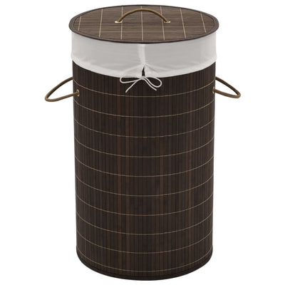 vidaXL Bamboo Laundry Bin Oval Dark Brown