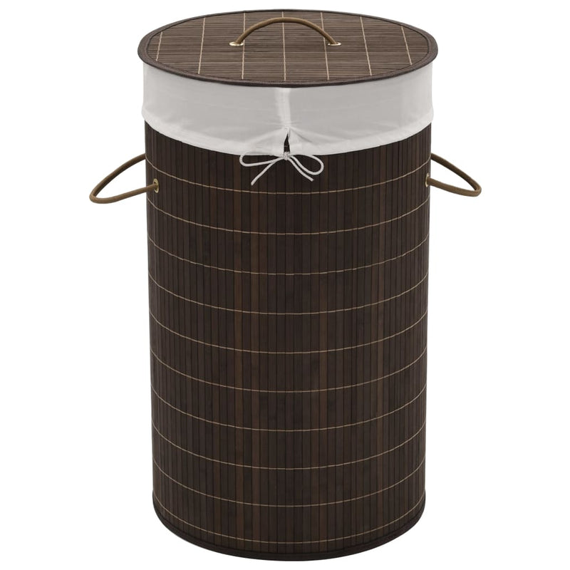 vidaXL Bamboo Laundry Bin Oval Dark Brown