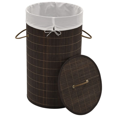 vidaXL Bamboo Laundry Bin Oval Dark Brown