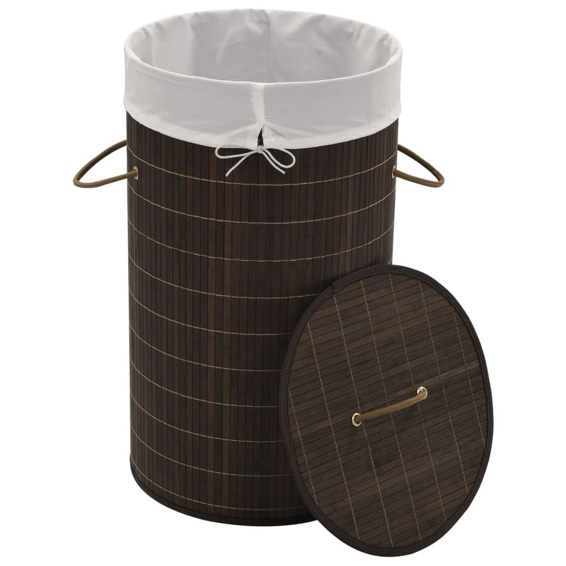 vidaXL Bamboo Laundry Bin Oval Dark Brown