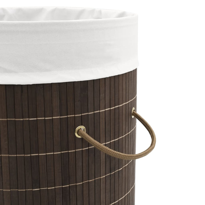 vidaXL Bamboo Laundry Bin Oval Dark Brown