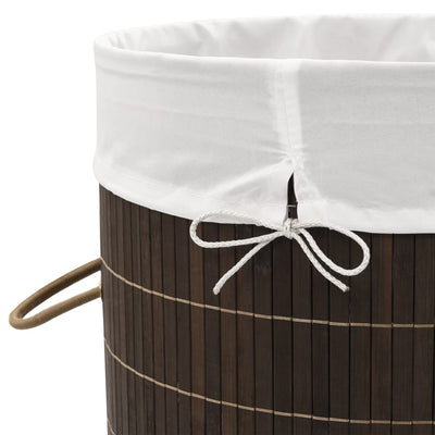 vidaXL Bamboo Laundry Bin Oval Dark Brown