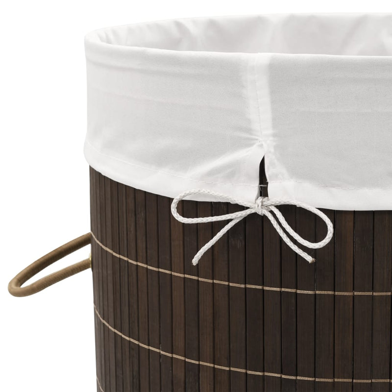 vidaXL Bamboo Laundry Bin Oval Dark Brown