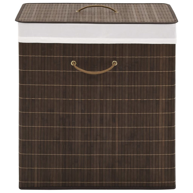 vidaXL Bamboo Laundry Bin Oval Dark Brown