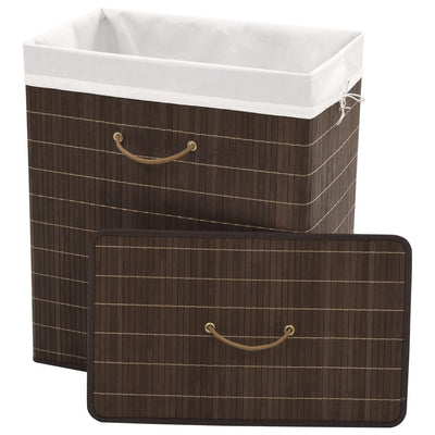 vidaXL Bamboo Laundry Bin Oval Dark Brown