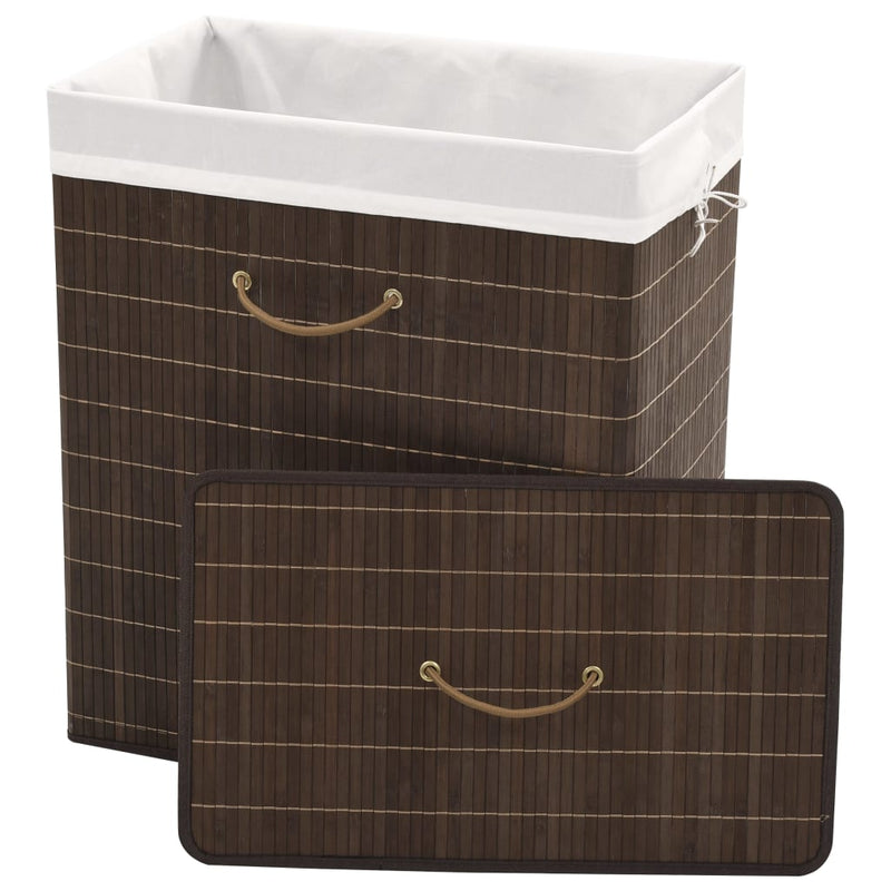 vidaXL Bamboo Laundry Bin Oval Dark Brown