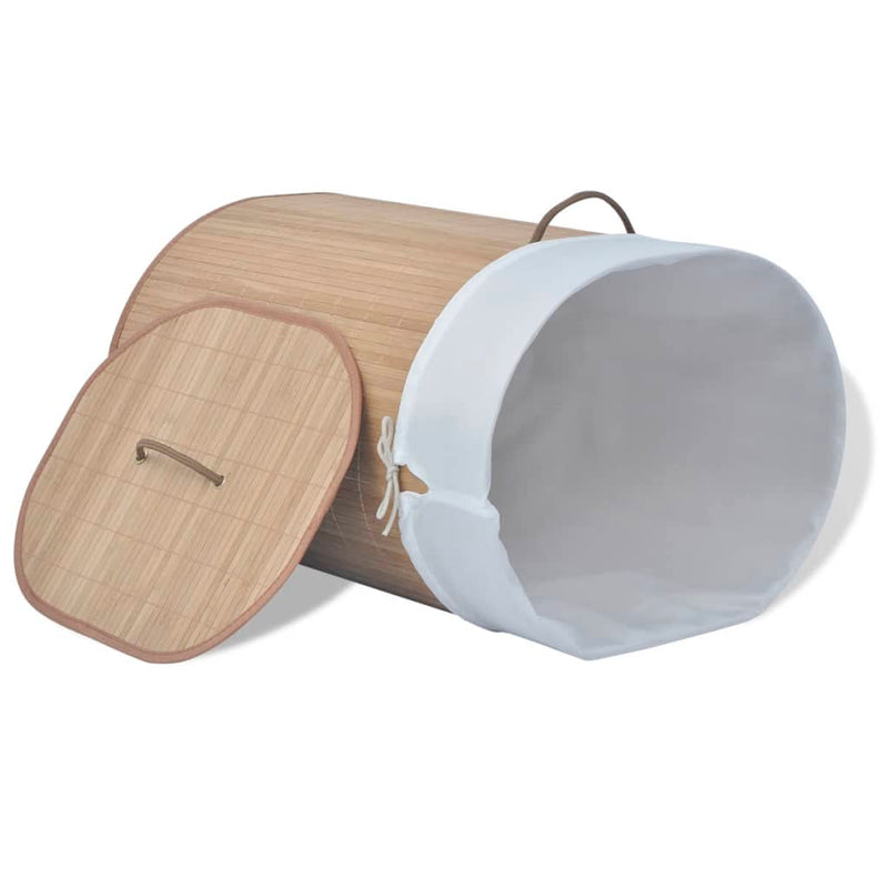 vidaXL Bamboo Laundry Bin Oval Natural