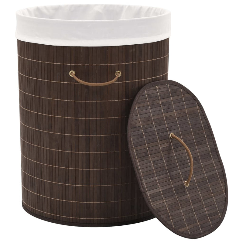 vidaXL Bamboo Laundry Bin Oval Dark Brown