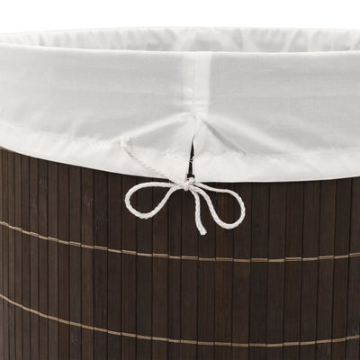 vidaXL Bamboo Laundry Bin Oval Dark Brown