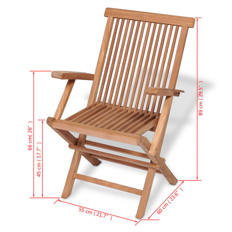 vidaXL 5 Piece Folding Outdoor Dining Set Solid Wood Teak