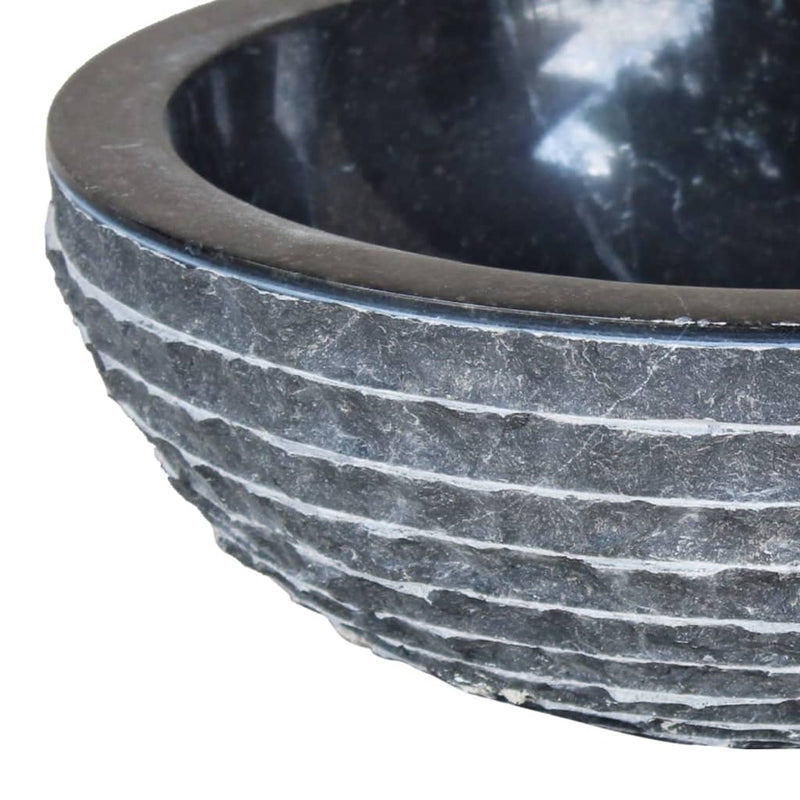 vidaXL Basin Marble 40 cm Black