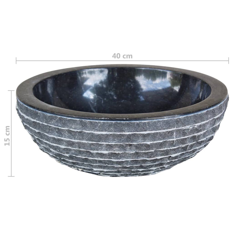 vidaXL Basin Marble 40 cm Black