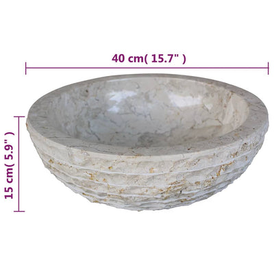 vidaXL Basin Marble 40 cm Black