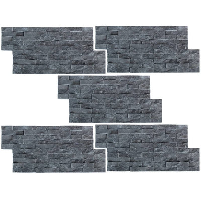 vidaXL Wall Cladding Panels 5 pcs Marble Black 0.5 m²