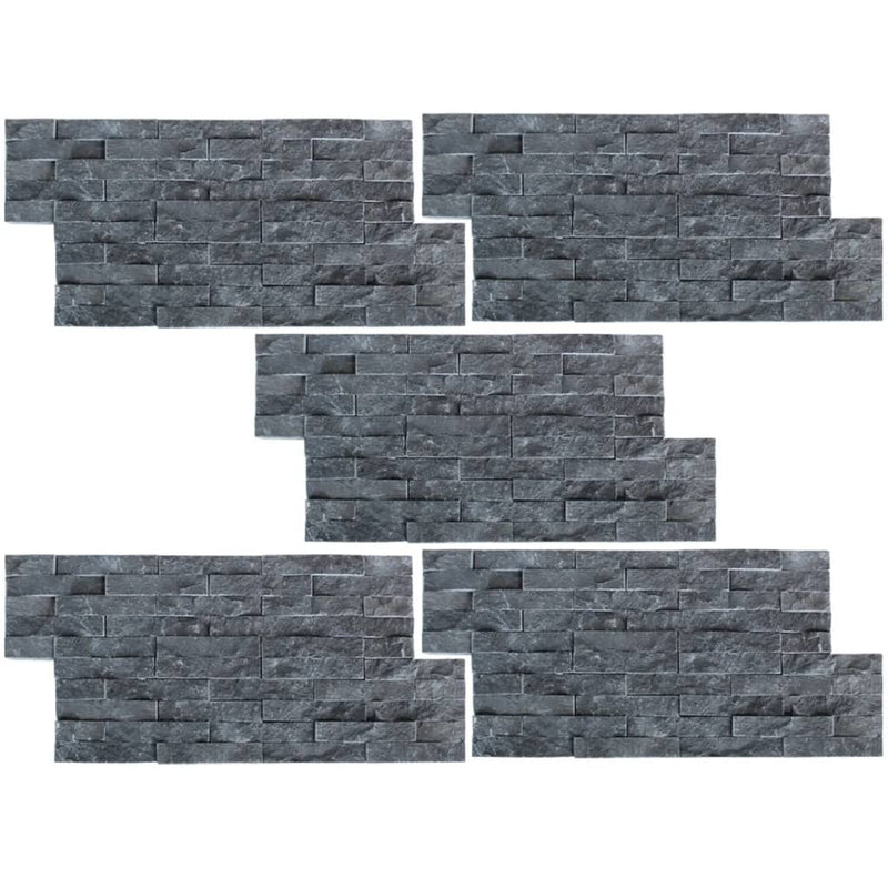 vidaXL Wall Cladding Panels 5 pcs Marble Black 0.5 m²