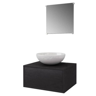 vidaXL Three Piece Bathroom Furniture and Basin Set Beige