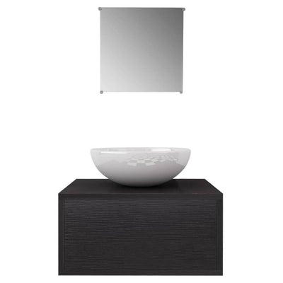 vidaXL Three Piece Bathroom Furniture and Basin Set Beige