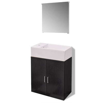vidaXL Three Piece Bathroom Furniture and Basin Set Beige