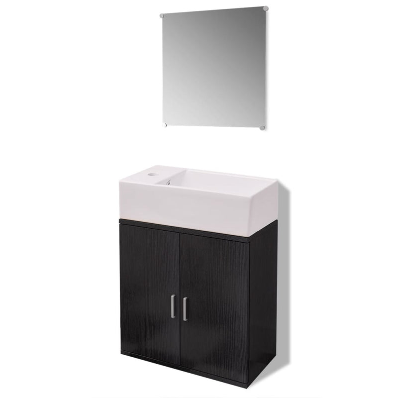 vidaXL Three Piece Bathroom Furniture and Basin Set Beige
