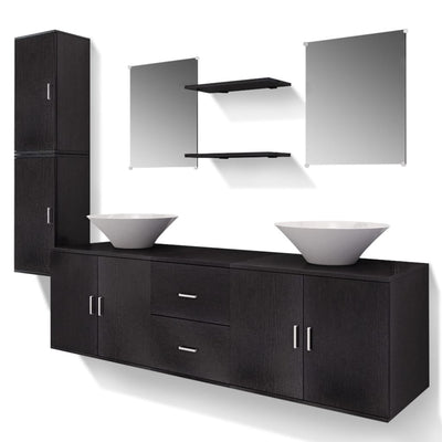 vidaXL Nine Piece Bathroom Furniture and Basin Set Beige