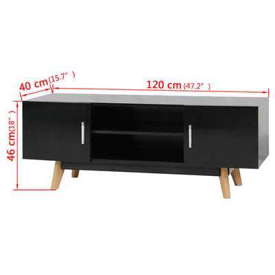 vidaXL High Gloss TV Cabinet Black 120x40x46 cm MDF