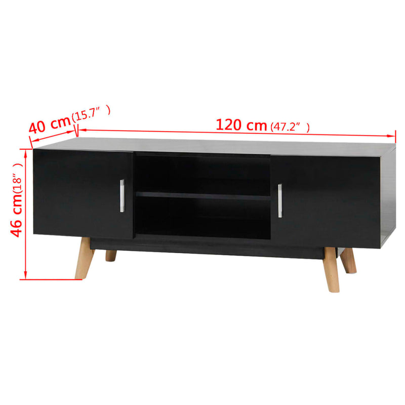 vidaXL High Gloss TV Cabinet Black 120x40x46 cm MDF