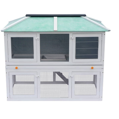 vidaXL Animal Rabbit Cage Double Floor Red Wood