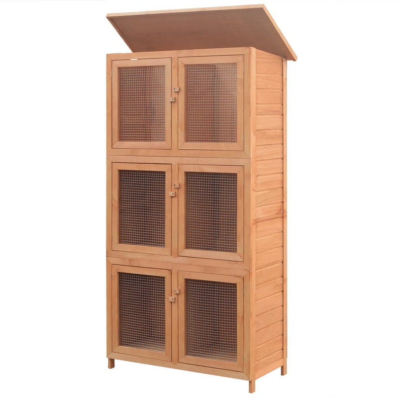 vidaXL Animal Rabbit Cage 6 Rooms Wood