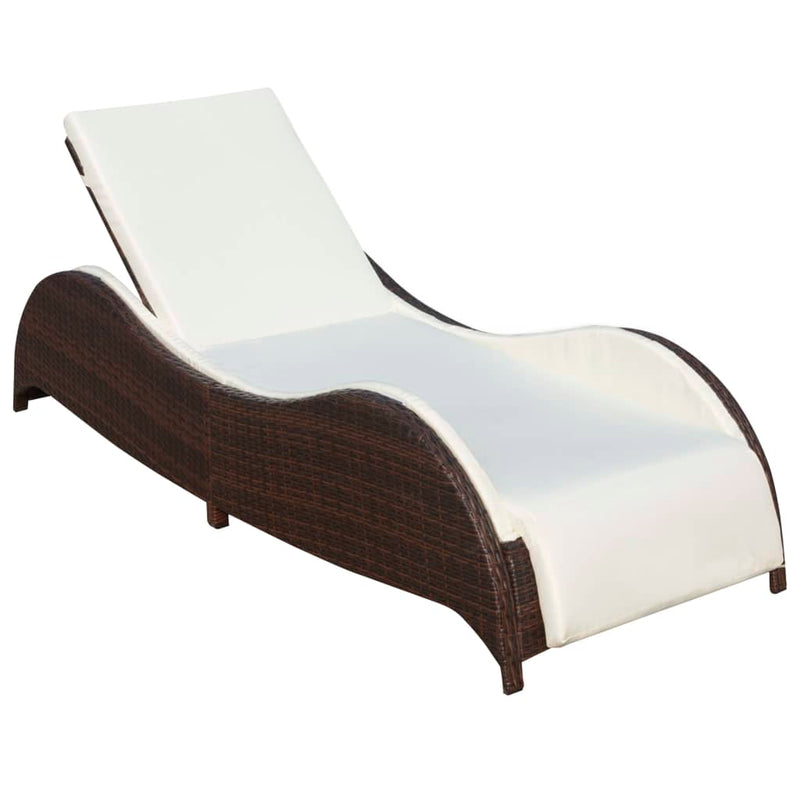 vidaXL Sun Lounger with Cushion Poly Rattan Black