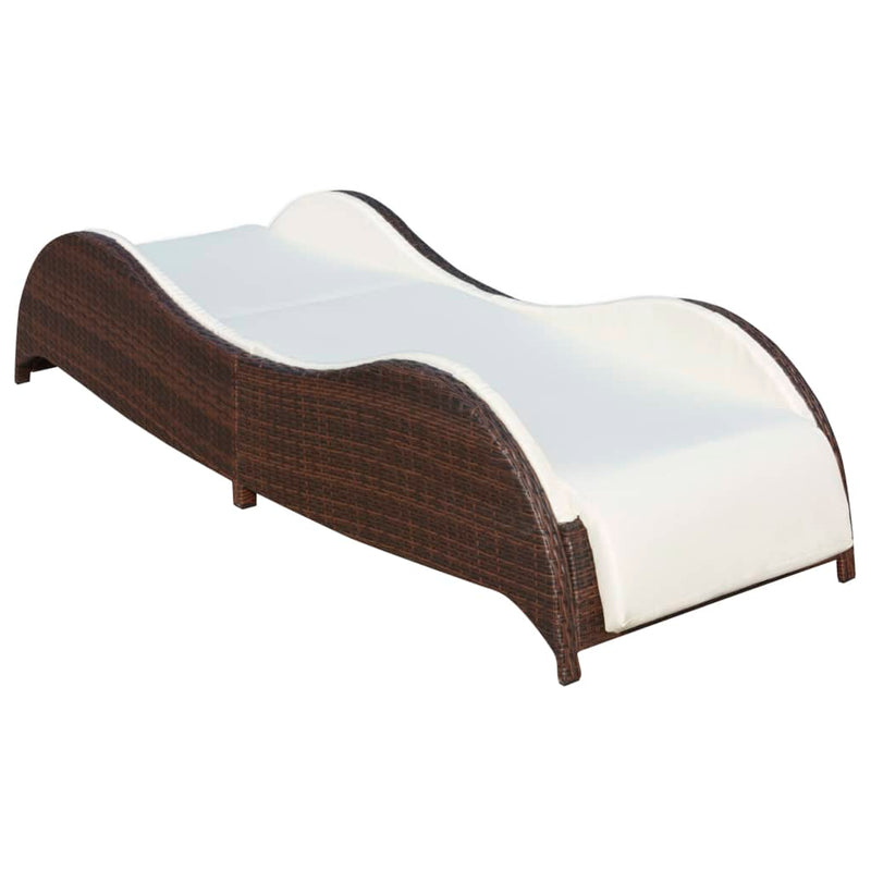 vidaXL Sun Lounger with Cushion Poly Rattan Black