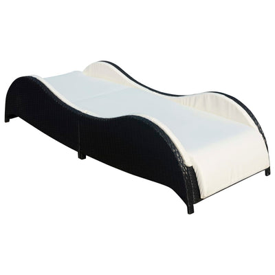 vidaXL Sun Lounger with Cushion Poly Rattan Black