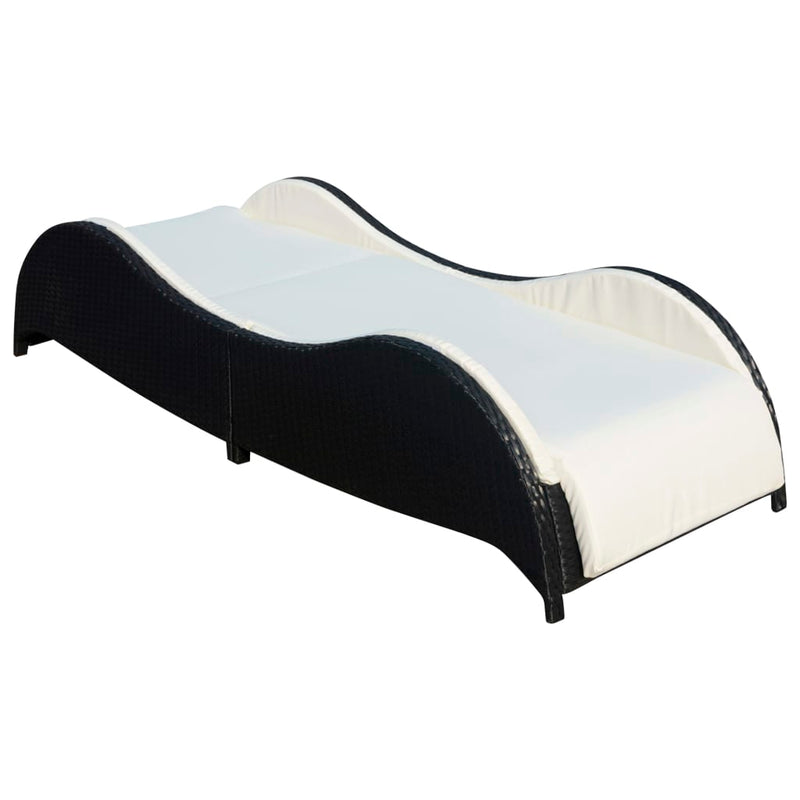 vidaXL Sun Lounger with Cushion Poly Rattan Black