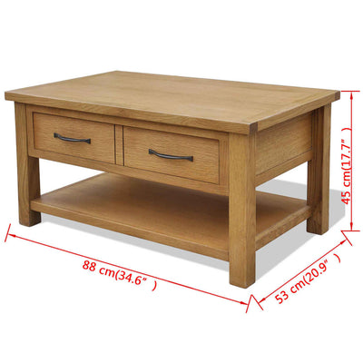 vidaXL Coffee Table 88x53x45 cm Solid Oak Wood