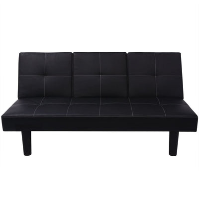 vidaXL Sofa Bed with Drop-Down Table Artificial Leather Black