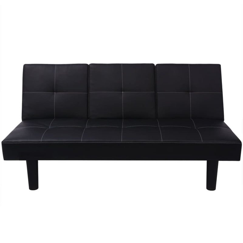 vidaXL Sofa Bed with Drop-Down Table Artificial Leather Black