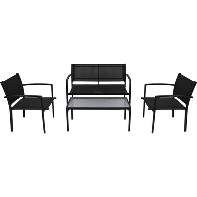 vidaXL 4 Piece Garden Lounge Set Textilene Black
