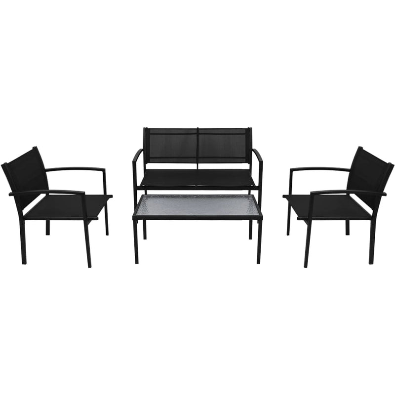 vidaXL 4 Piece Garden Lounge Set Textilene Black