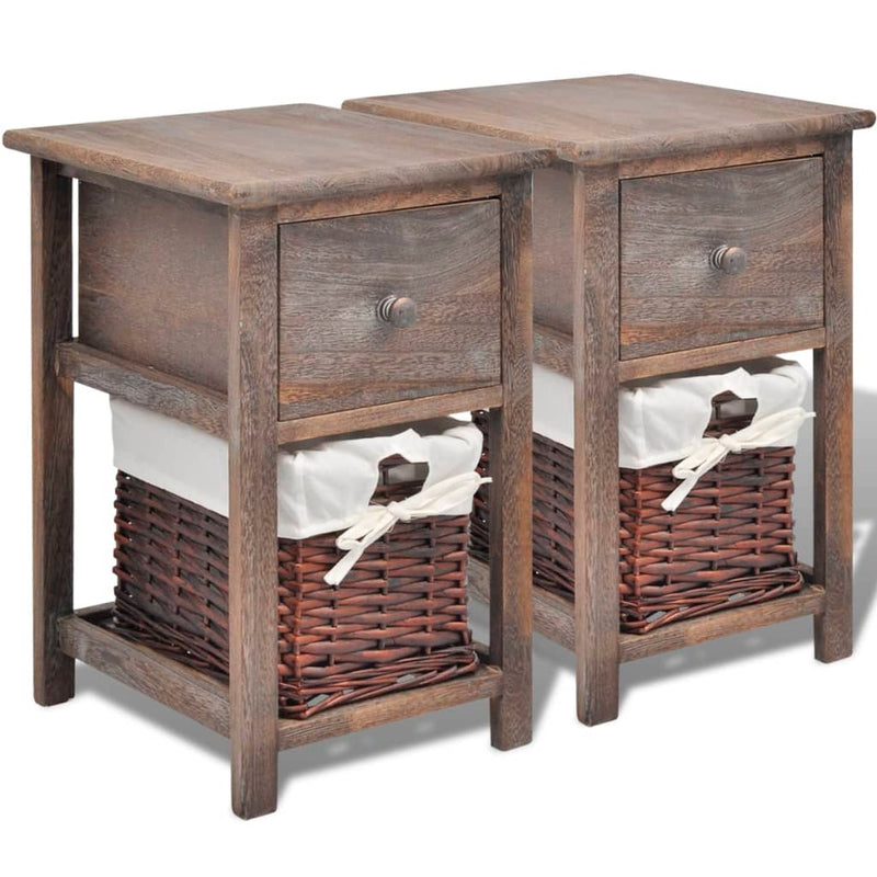 vidaXL Bedside Cabinets 2 pcs Wood Brown