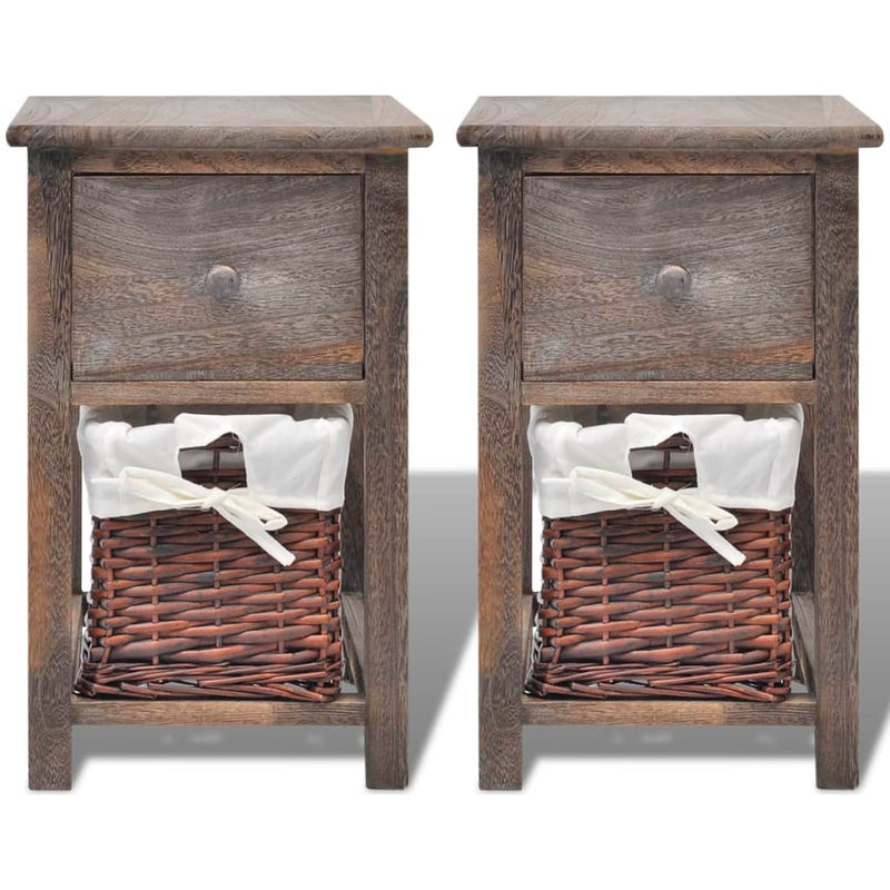 vidaXL Bedside Cabinets 2 pcs Wood Brown