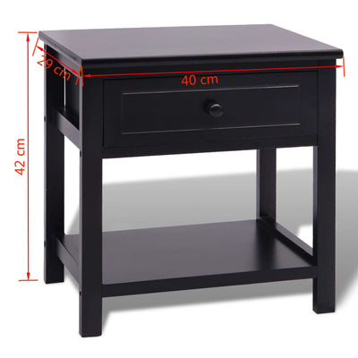 vidaXL Bedside Cabinet Wood Black