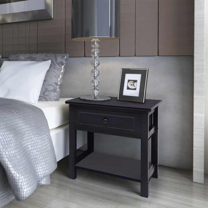 vidaXL Bedside Cabinet Wood Black