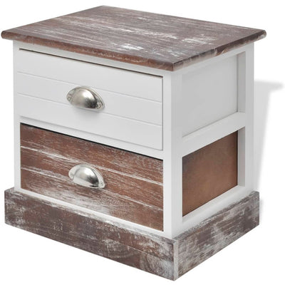 vidaXL Bedside Cabinet Brown and White