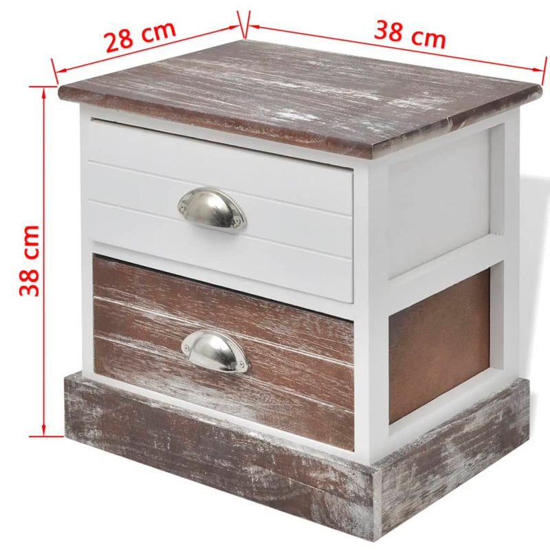 vidaXL Bedside Cabinet Brown and White